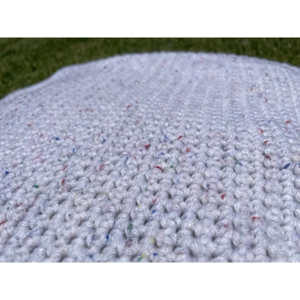 Crochet White Muted Rainbow Afghan Baby Nursery‎ Throw Blanket Cottage Country